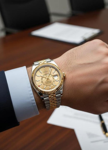 Rolex Sky dweller two tone silver gold