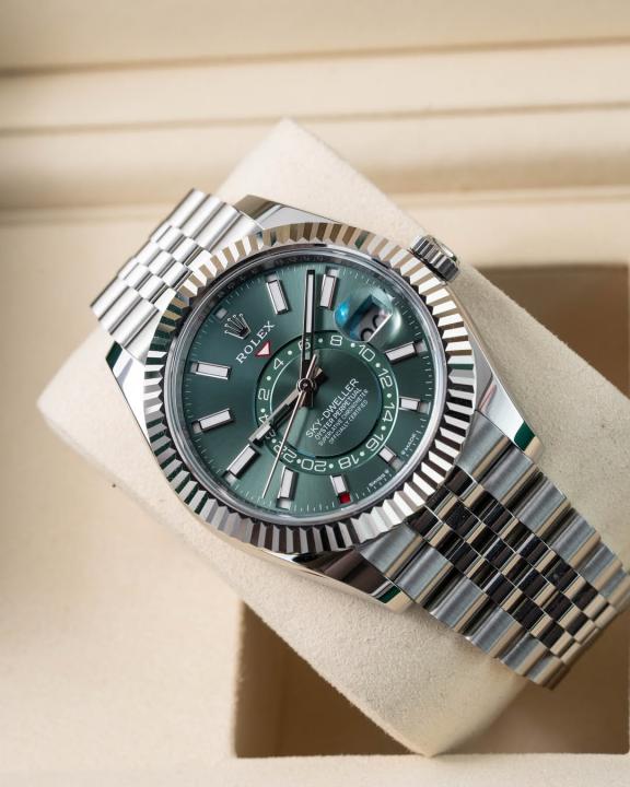 Rolex sky dweller silver green