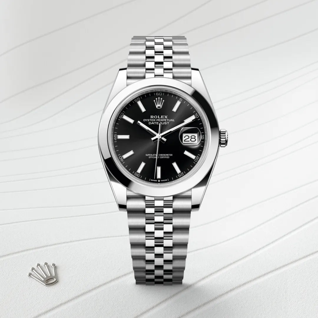 Rolex Date Just Silver with Black Dial