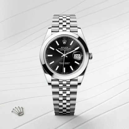 Rolex Date Just Silver with Black Dial