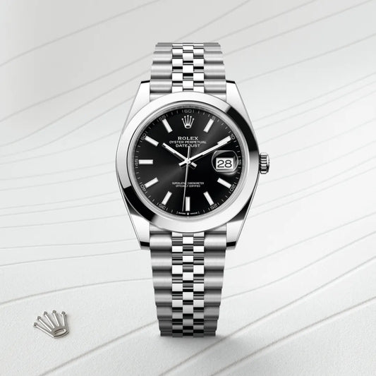 Rolex Date Just Silver with Black Dial